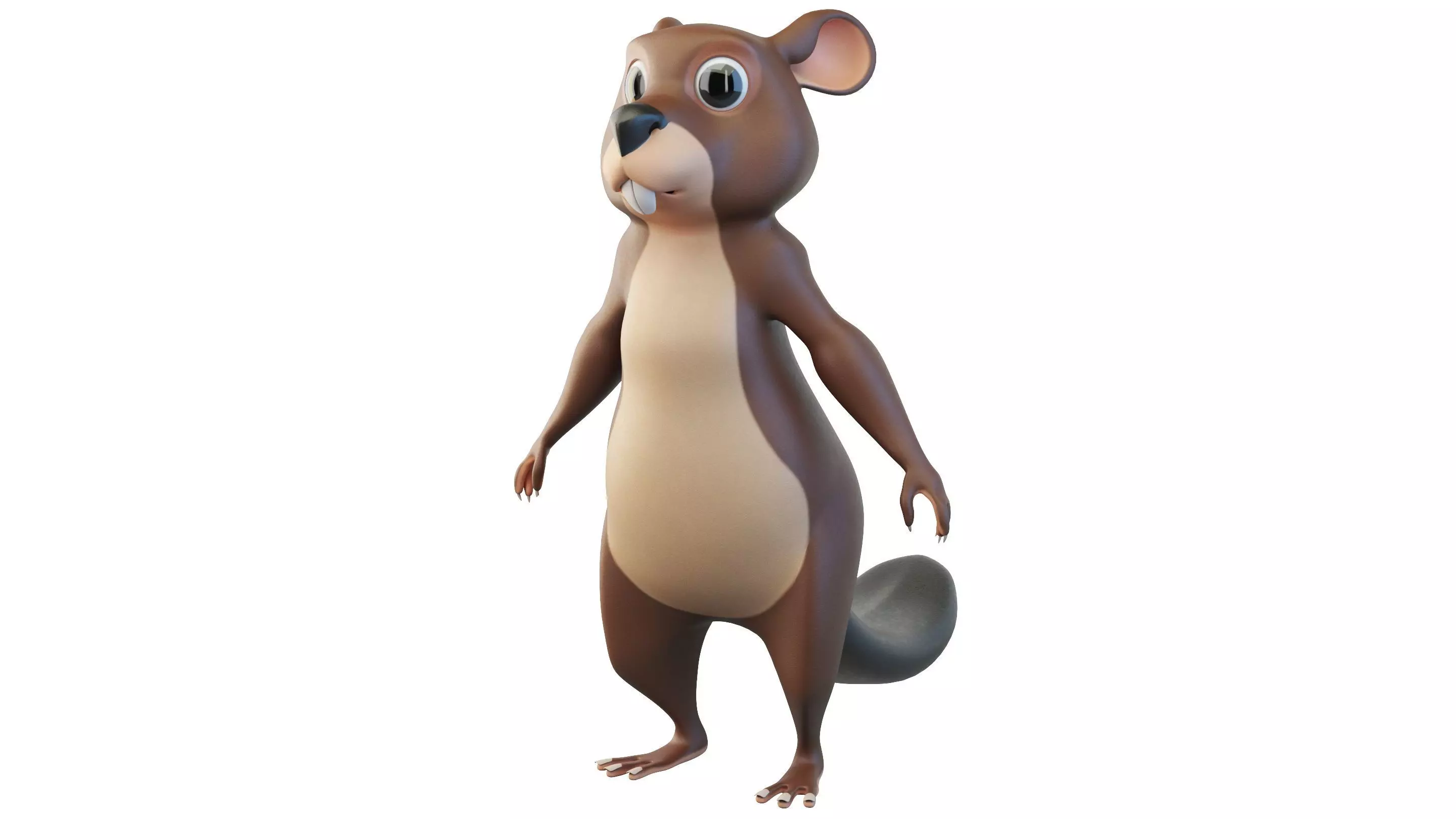 Cartoon Beaver Character 3D model_0