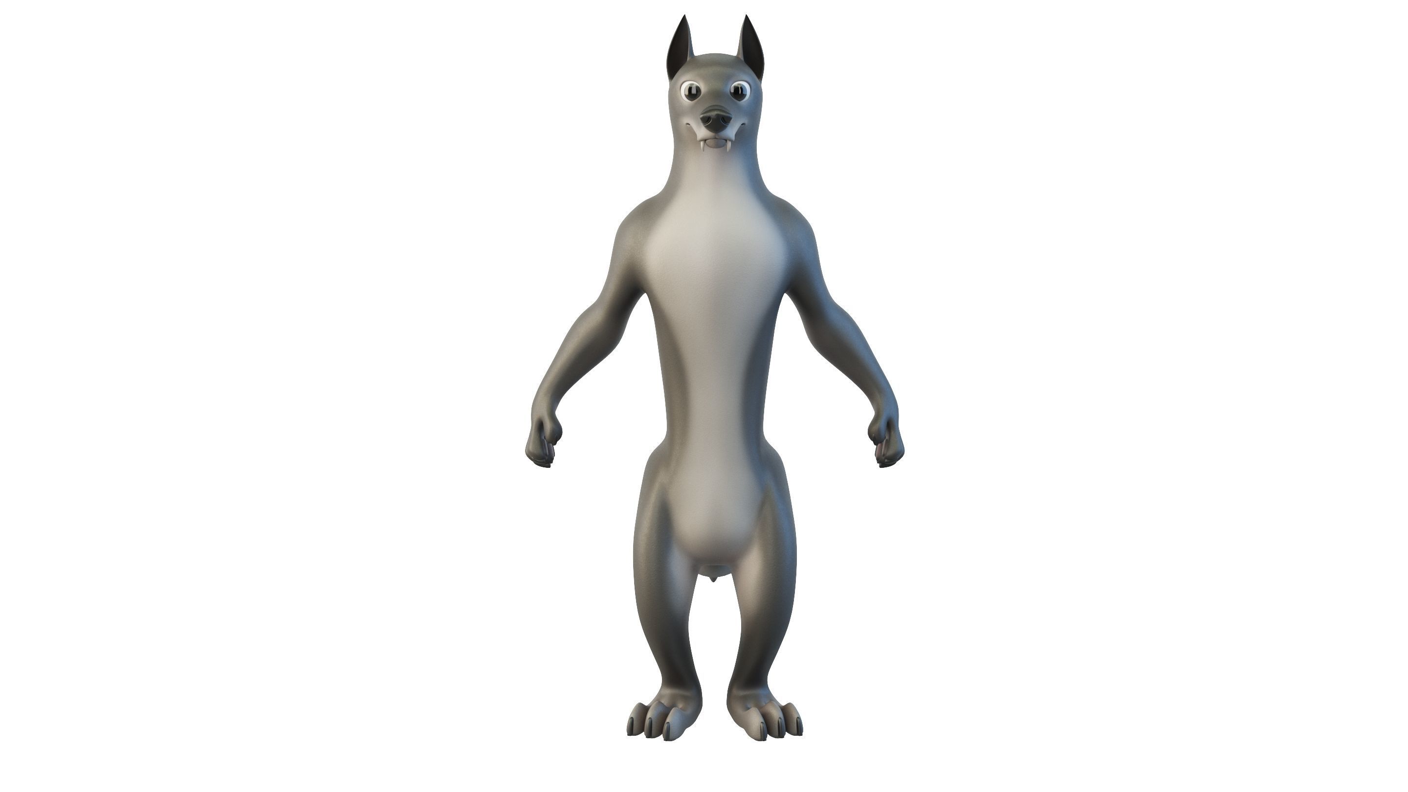 Cartoon Wolf Character 3D model_1