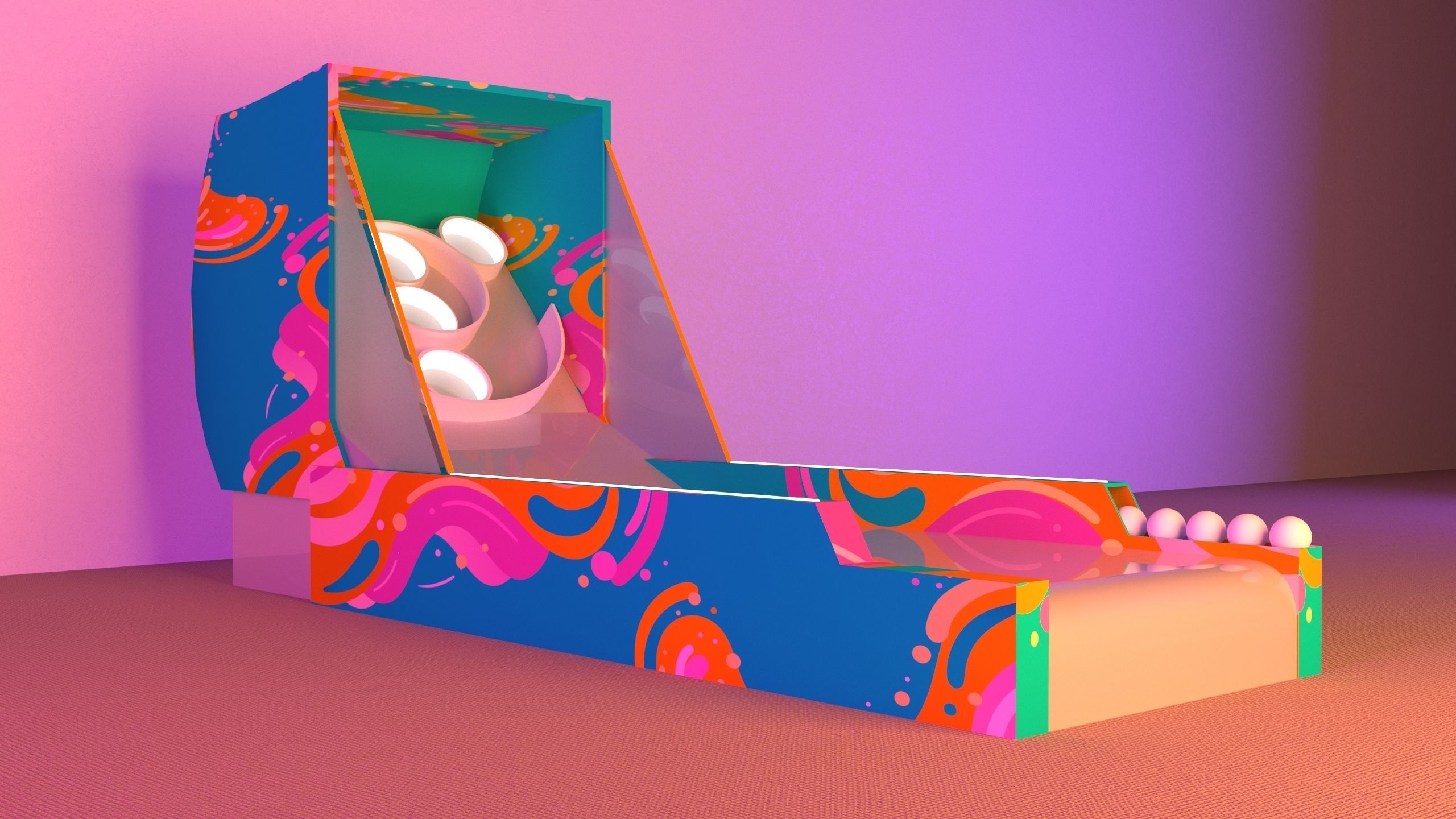 Skee-Ball Low-poly 3D model_1