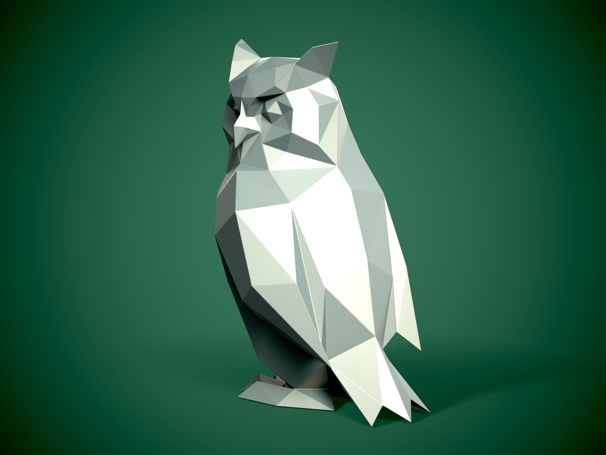 Low Poly style Owl 3d model and Pepakura 3D print model_5