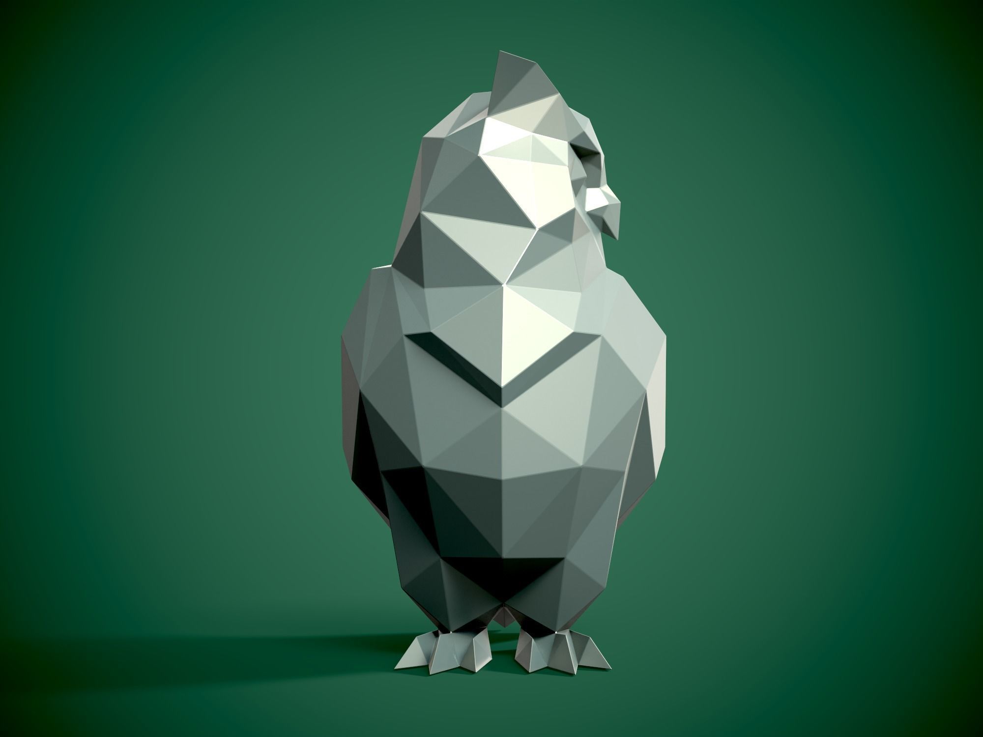 Low Poly style Owl 3d model and Pepakura 3D print model_3