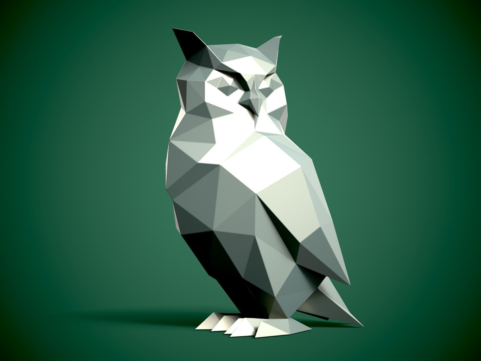 Low Poly style Owl 3d model and Pepakura 3D print model_1