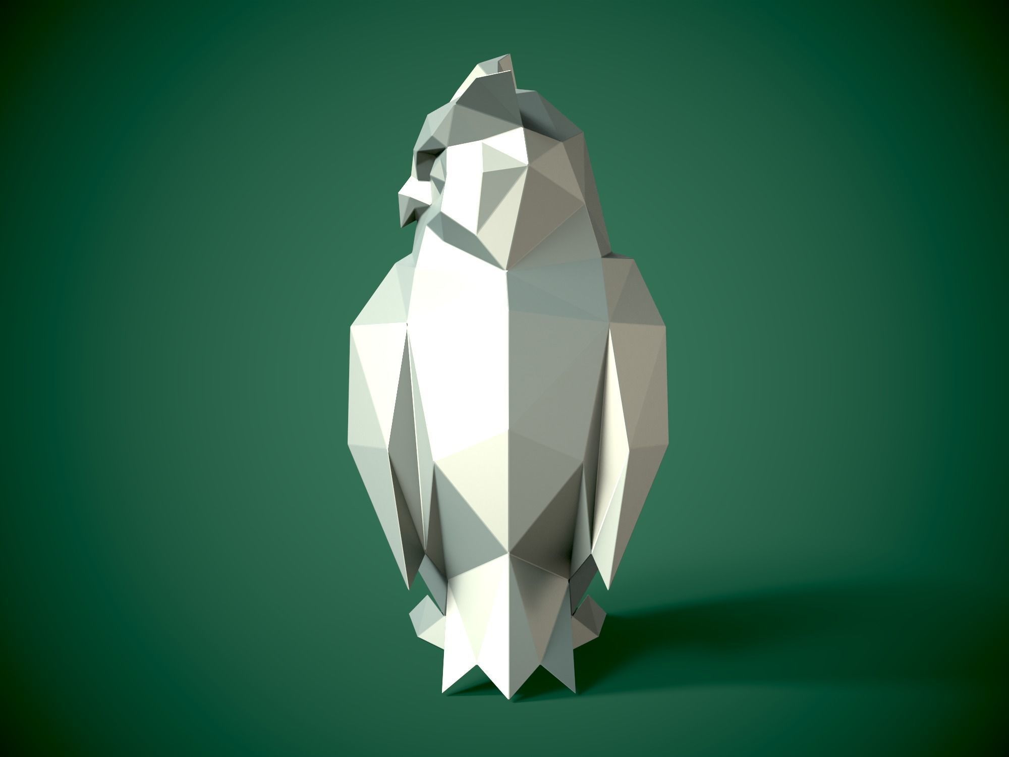 Low Poly style Owl 3d model and Pepakura 3D print model_6