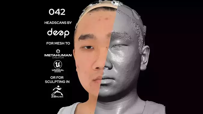 Asian Male 20s head scan 042 3D model
