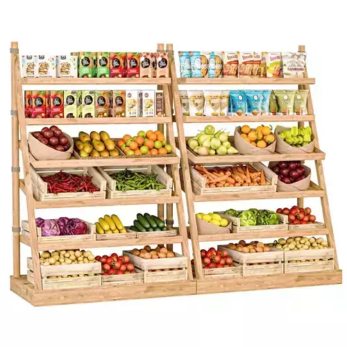 Rack with products in a supermarket or market
