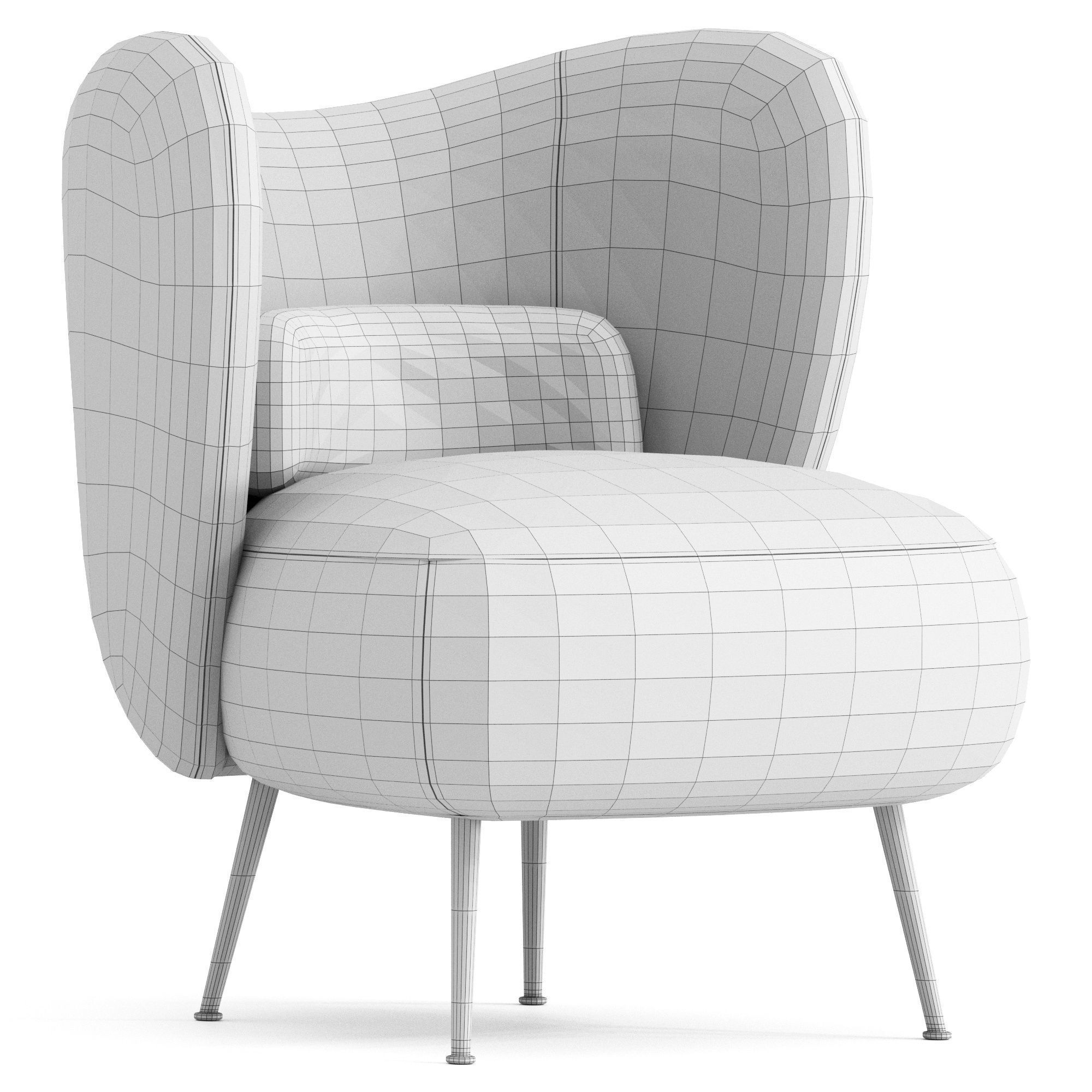 Armchair Almenia Upholstered Barrel by Mercer41 3d model 3D model_4