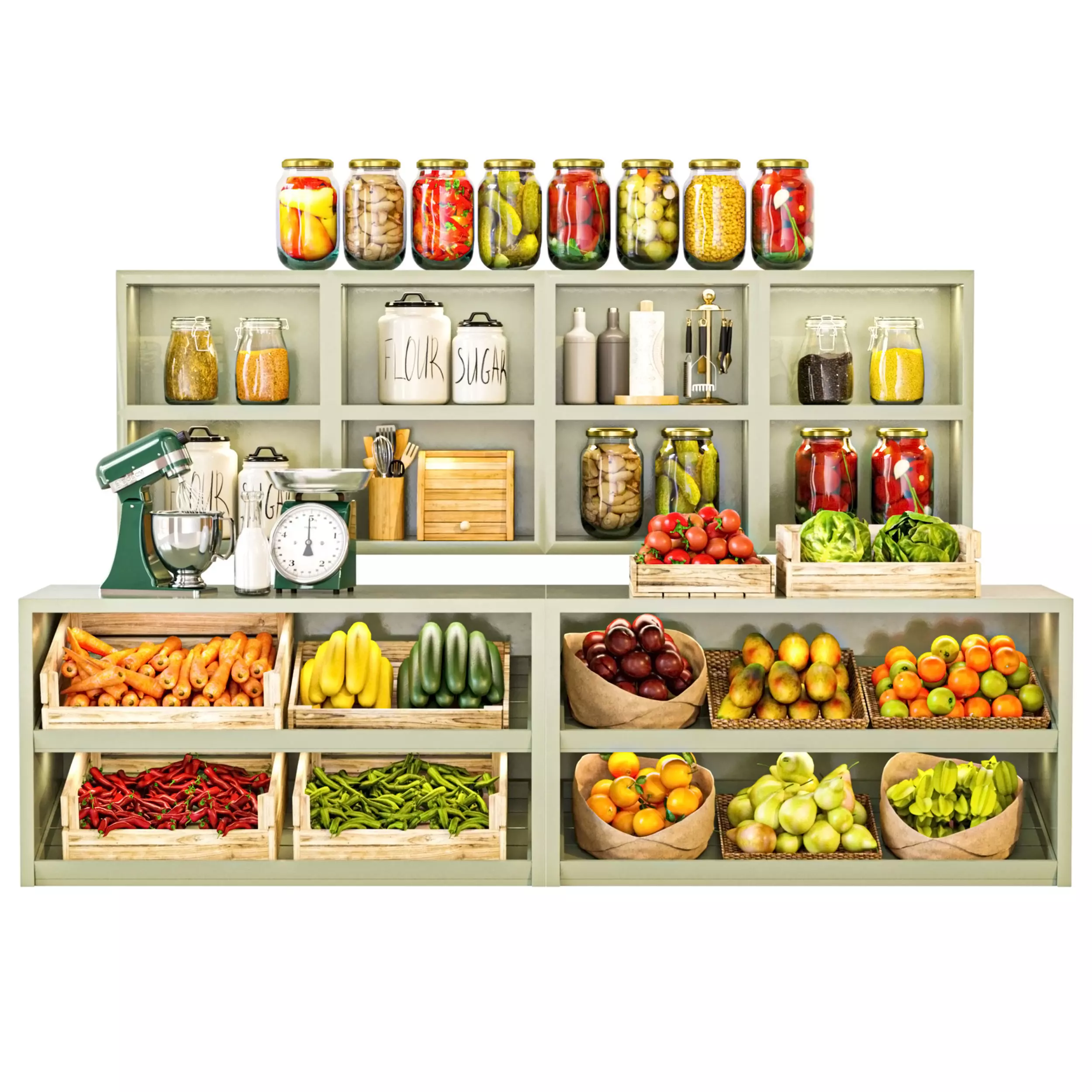 Rack with products in a supermarket or market 2 3D model_0