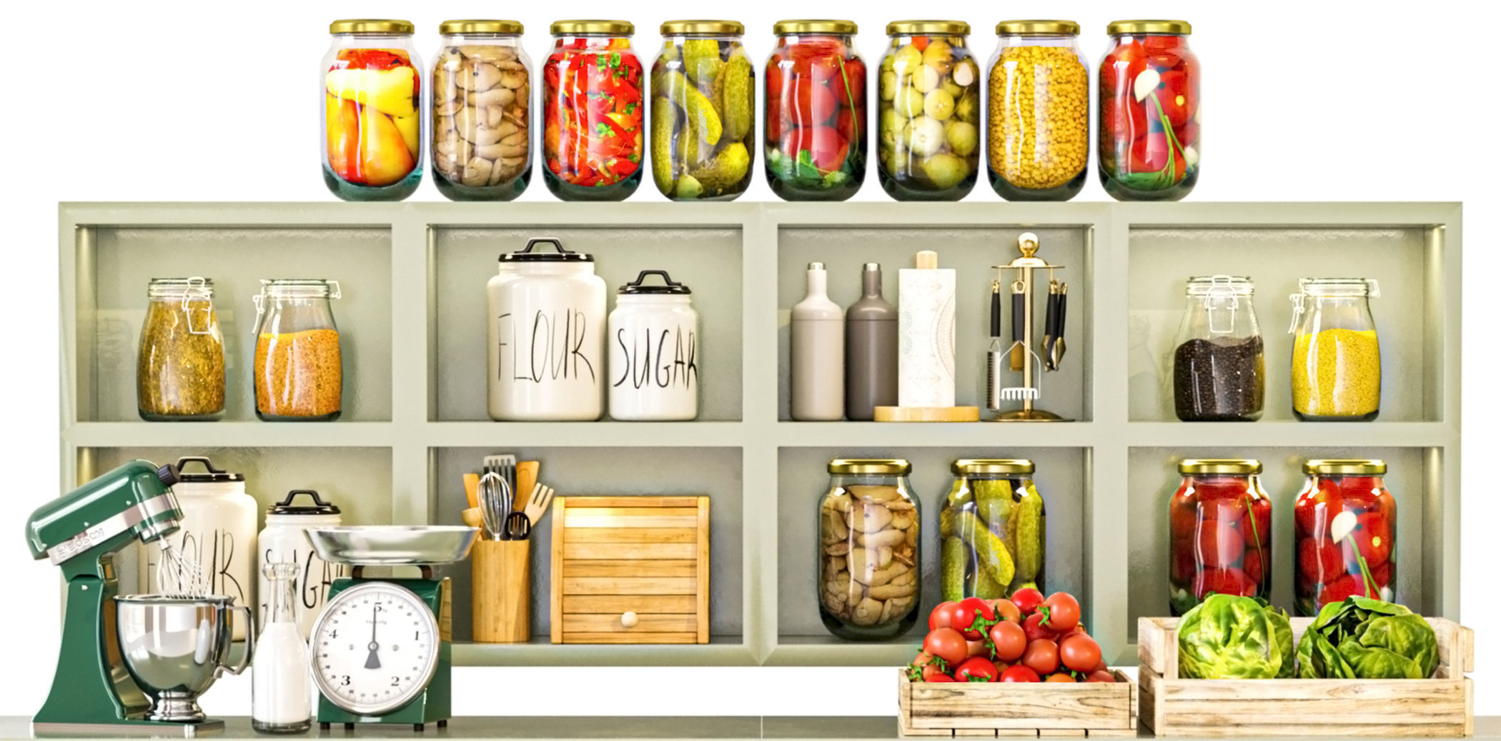 Rack with products in a supermarket or market 2 3D model_2