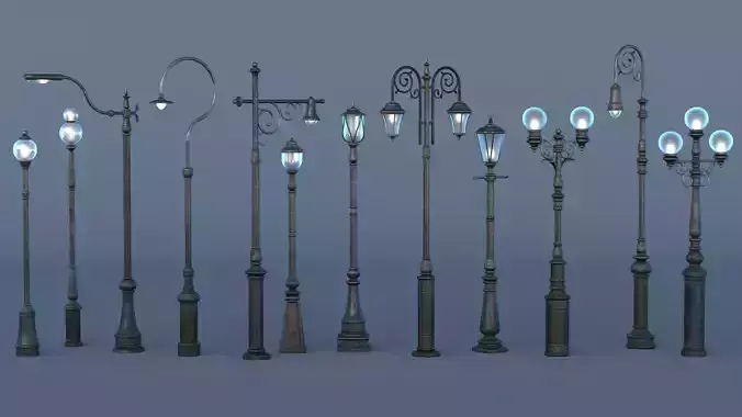 Street Lamp 3D Model Collection
