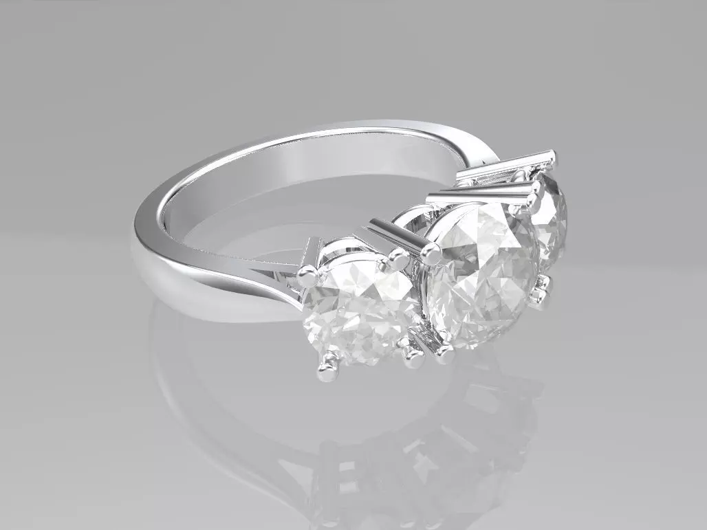 Three stone engagement ring 3D print model