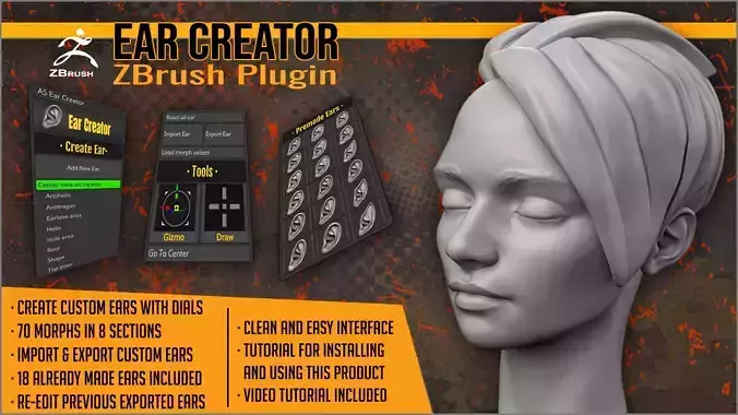 Ear Creator ZBrush Plugin 3D model