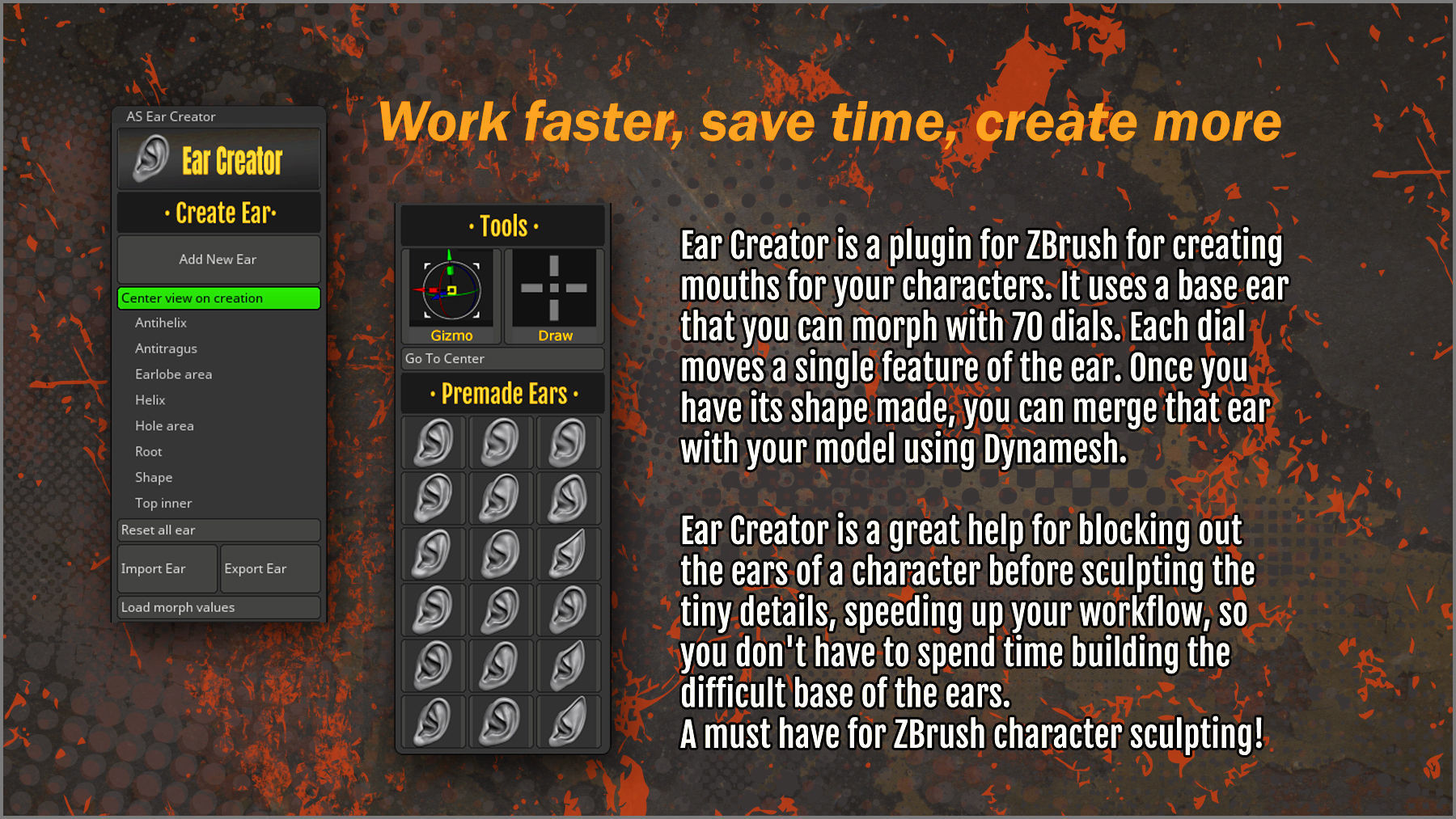 Ear Creator ZBrush Plugin 3D model_3