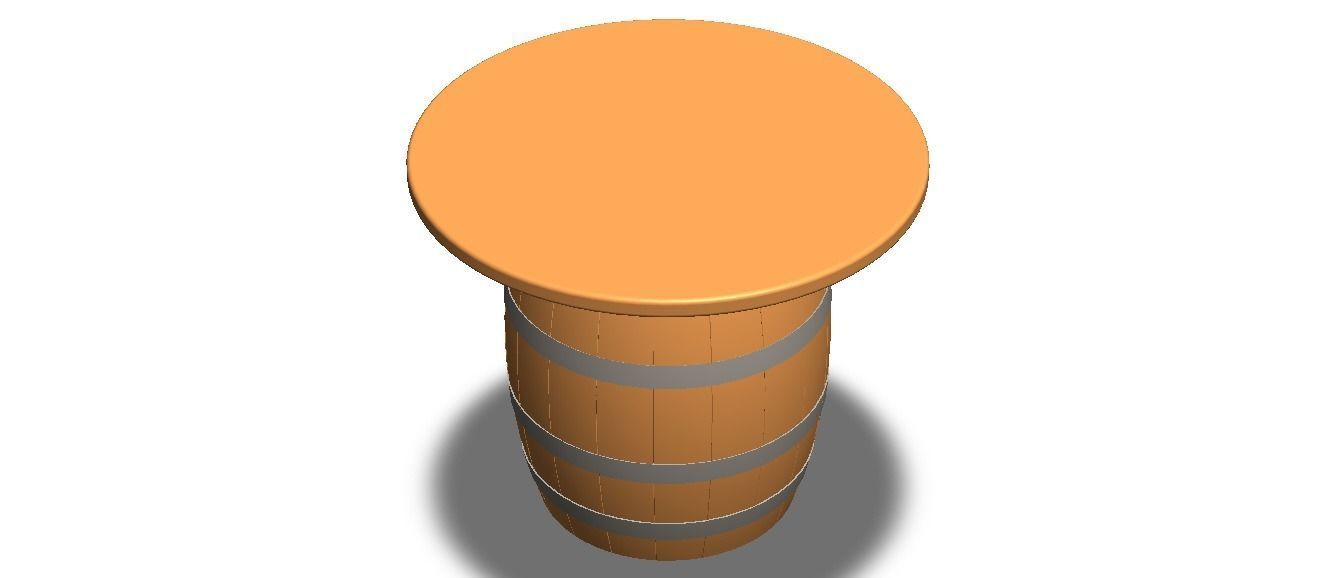 Wooden Barrel Table 3D model_8