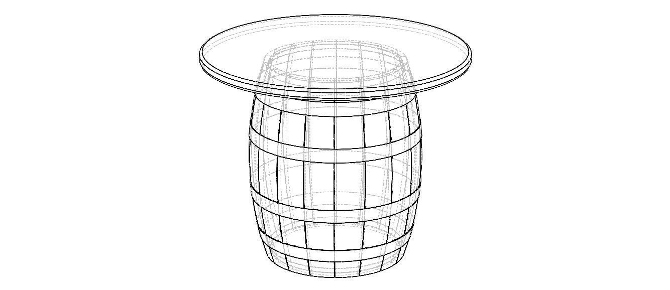 Wooden Barrel Table 3D model_2