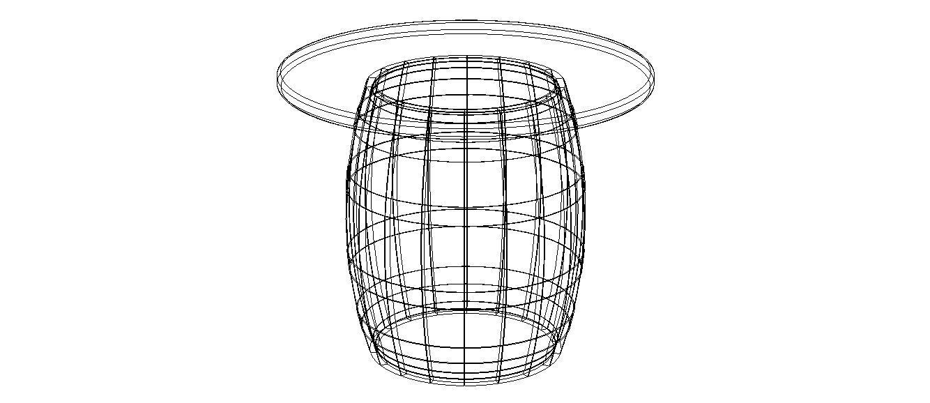 Wooden Barrel Table 3D model_3