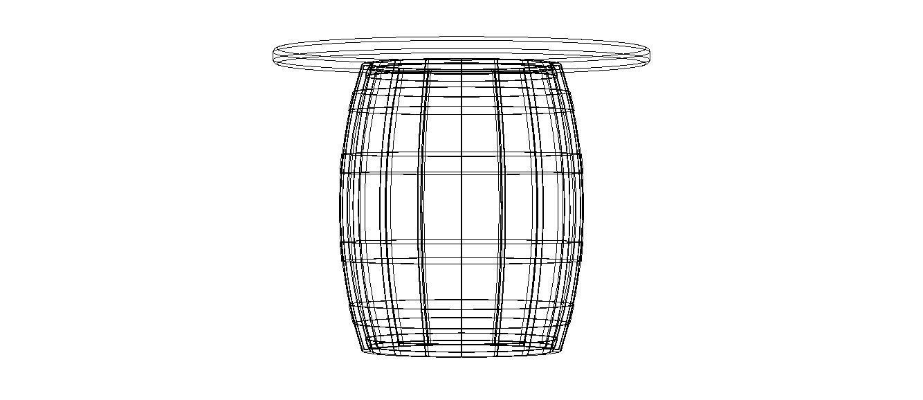 Wooden Barrel Table 3D model_23