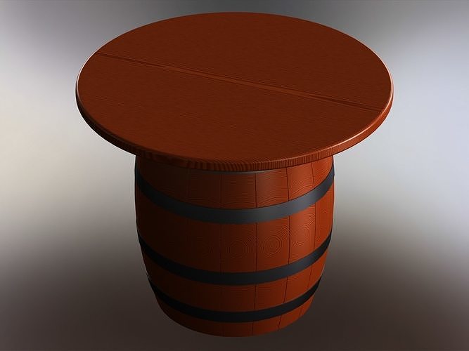 Wooden Barrel Table 3D model