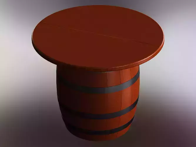 Wooden Barrel Table 3D model