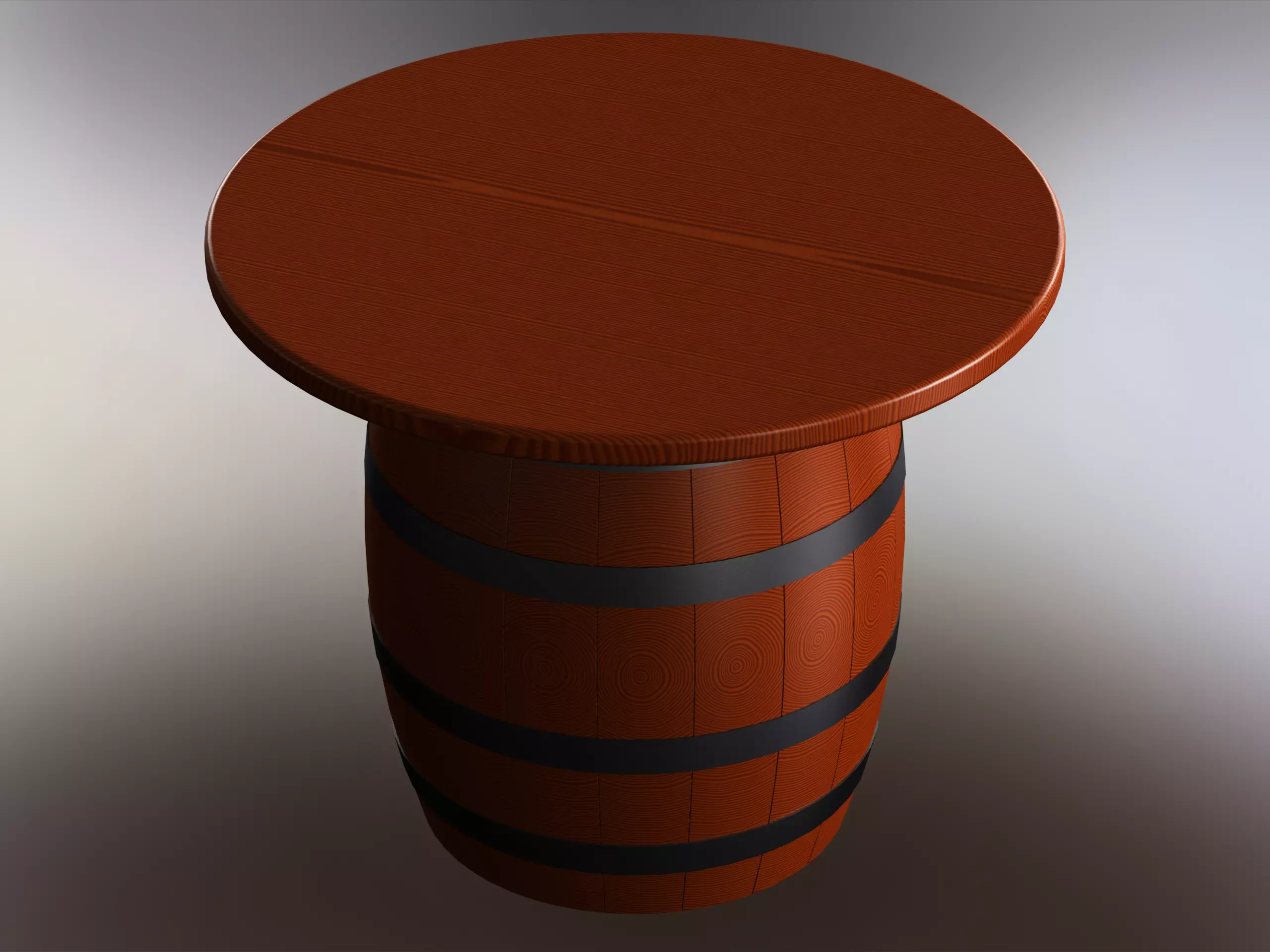 Wooden Barrel Table 3D model_0