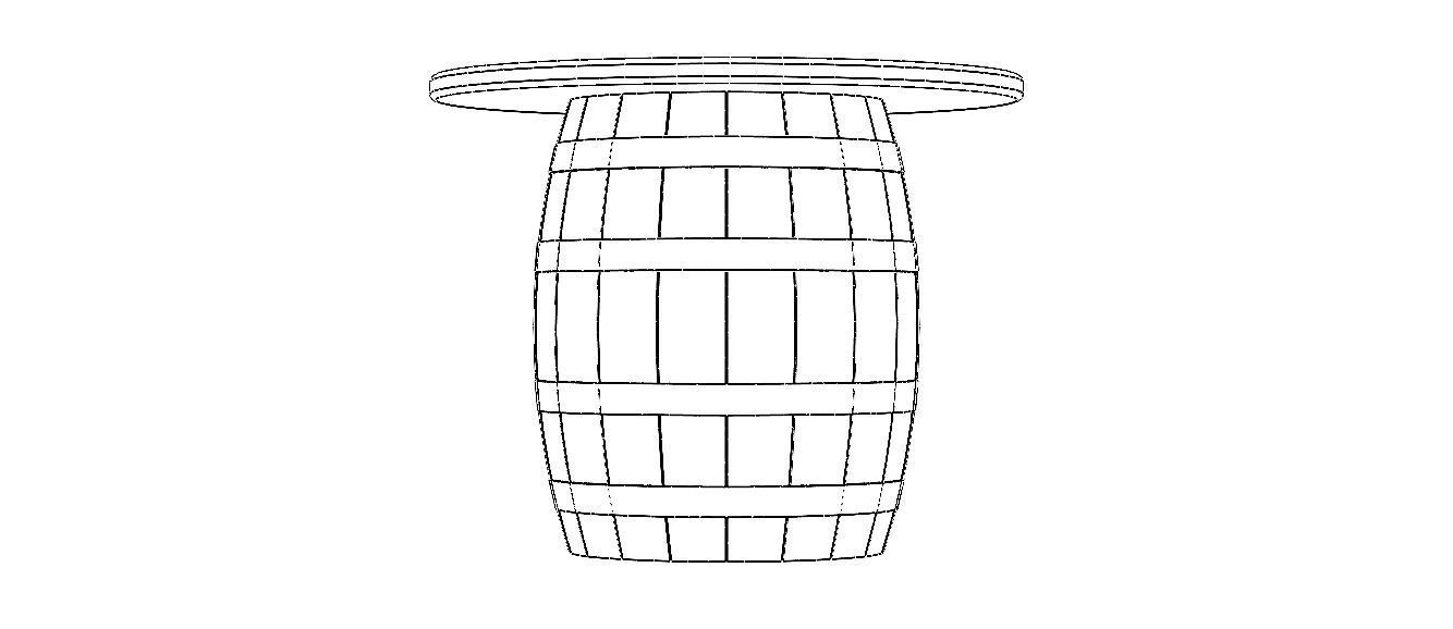 Wooden Barrel Table 3D model_21