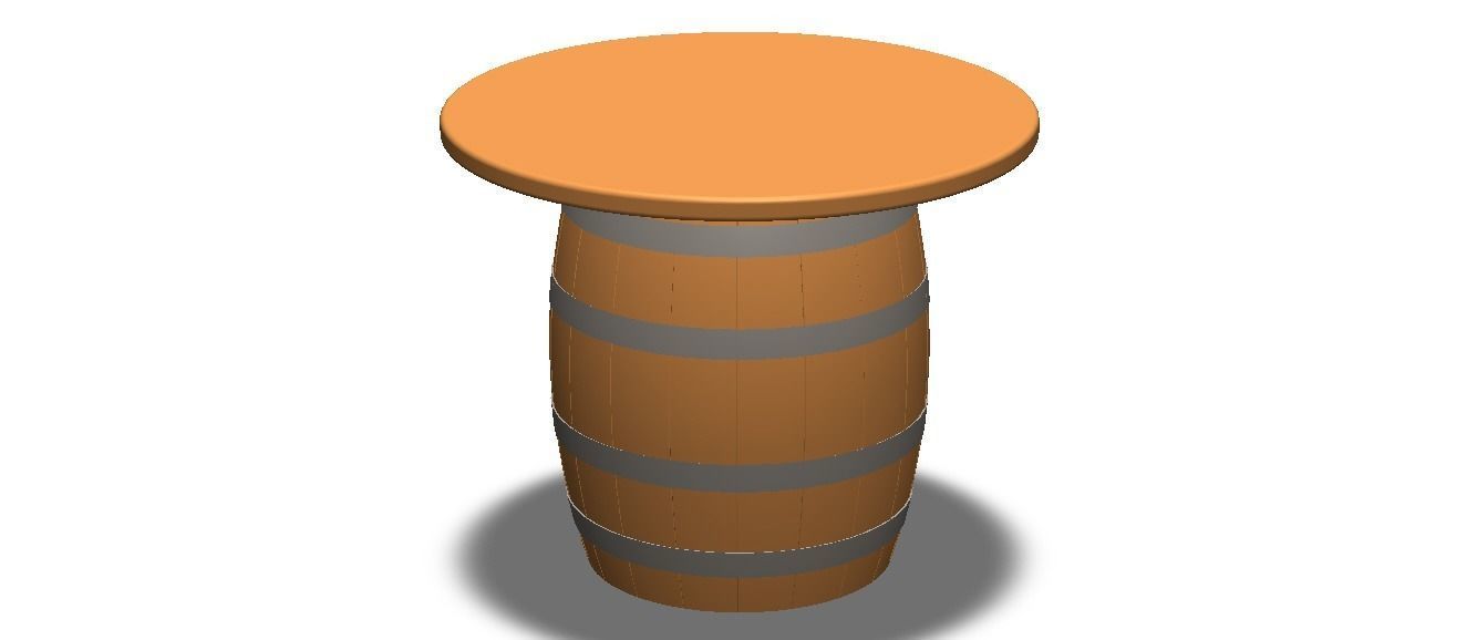 Wooden Barrel Table 3D model_4