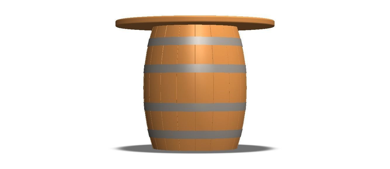 Wooden Barrel Table 3D model_24