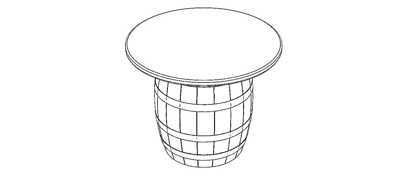 Wooden Barrel Table 3D model_9