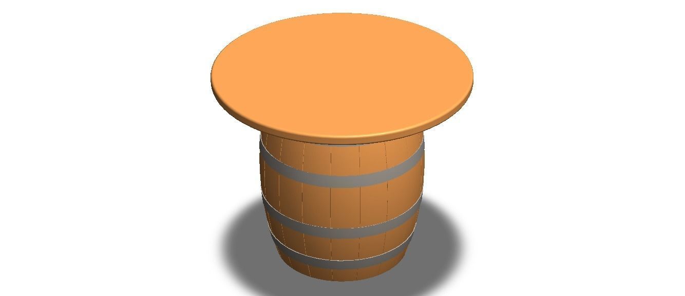 Wooden Barrel Table 3D model_12