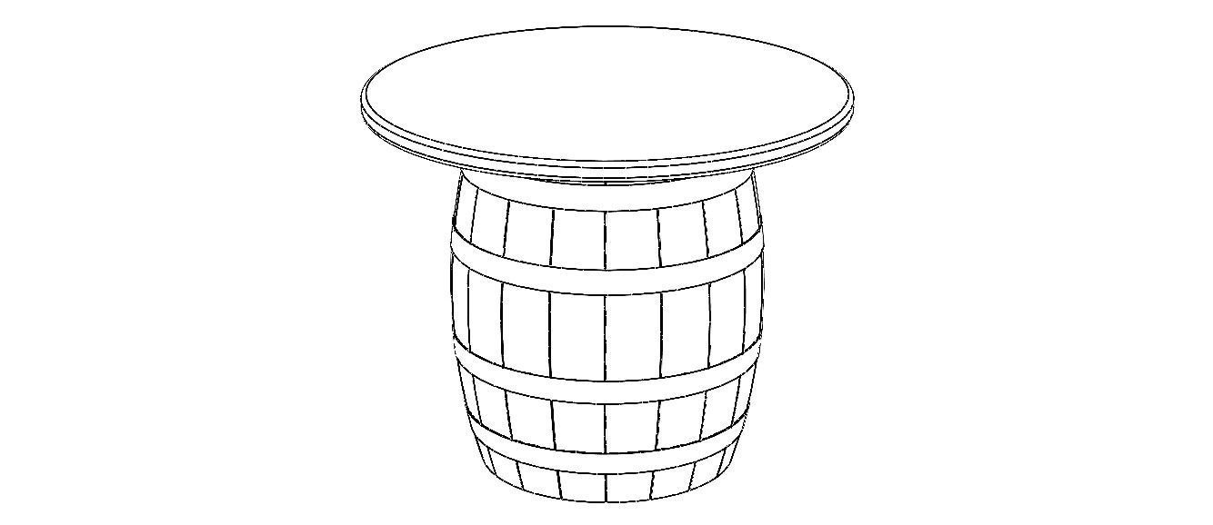 Wooden Barrel Table 3D model_1