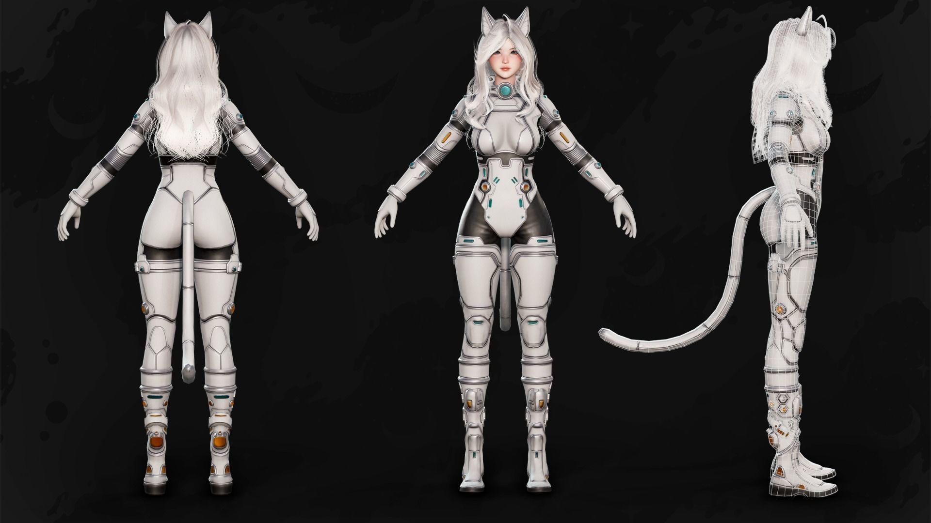 Stellar Girl Miyoko - Game Ready Low-poly 3D model_13