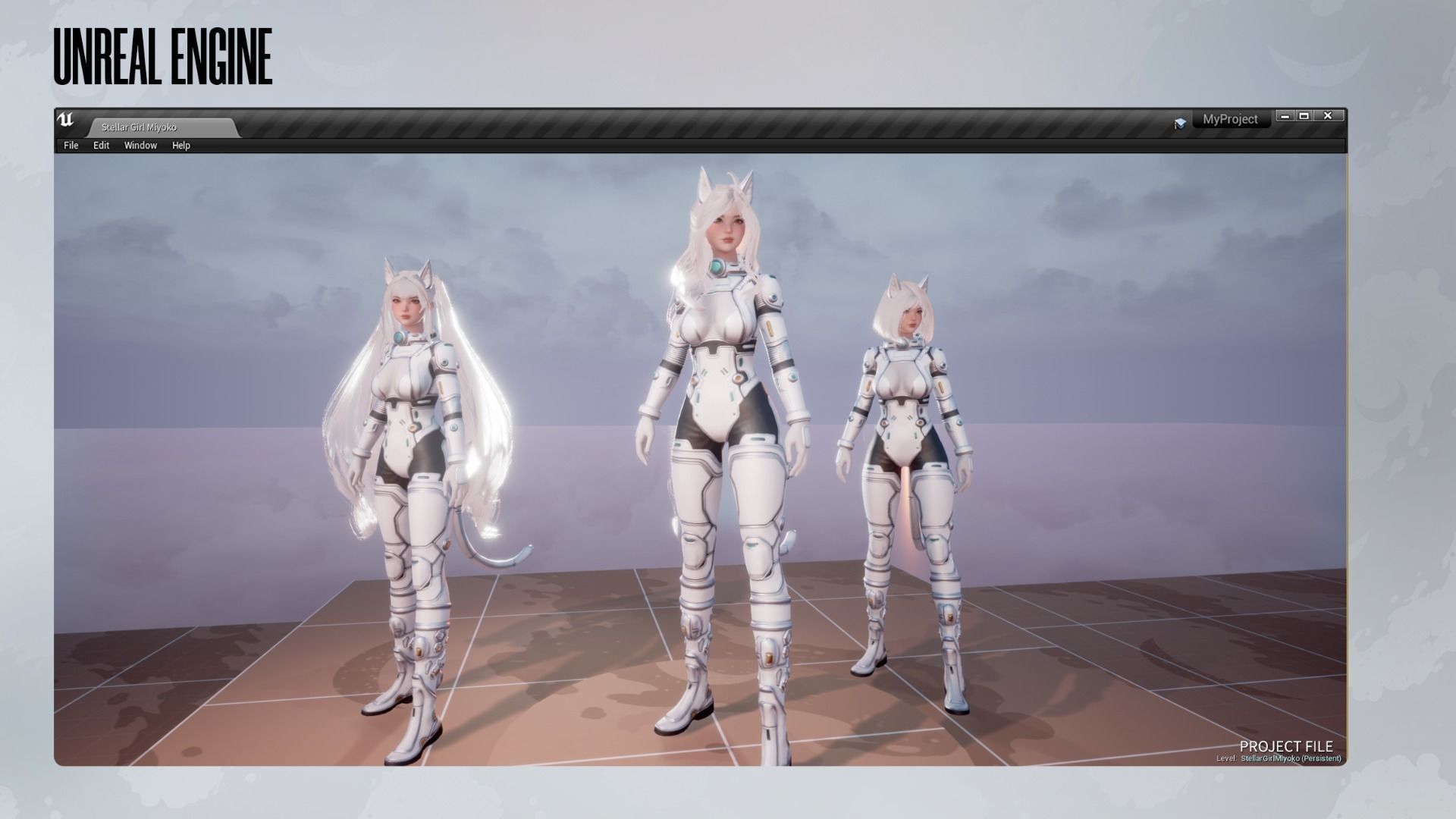 Stellar Girl Miyoko - Game Ready Low-poly 3D model_15