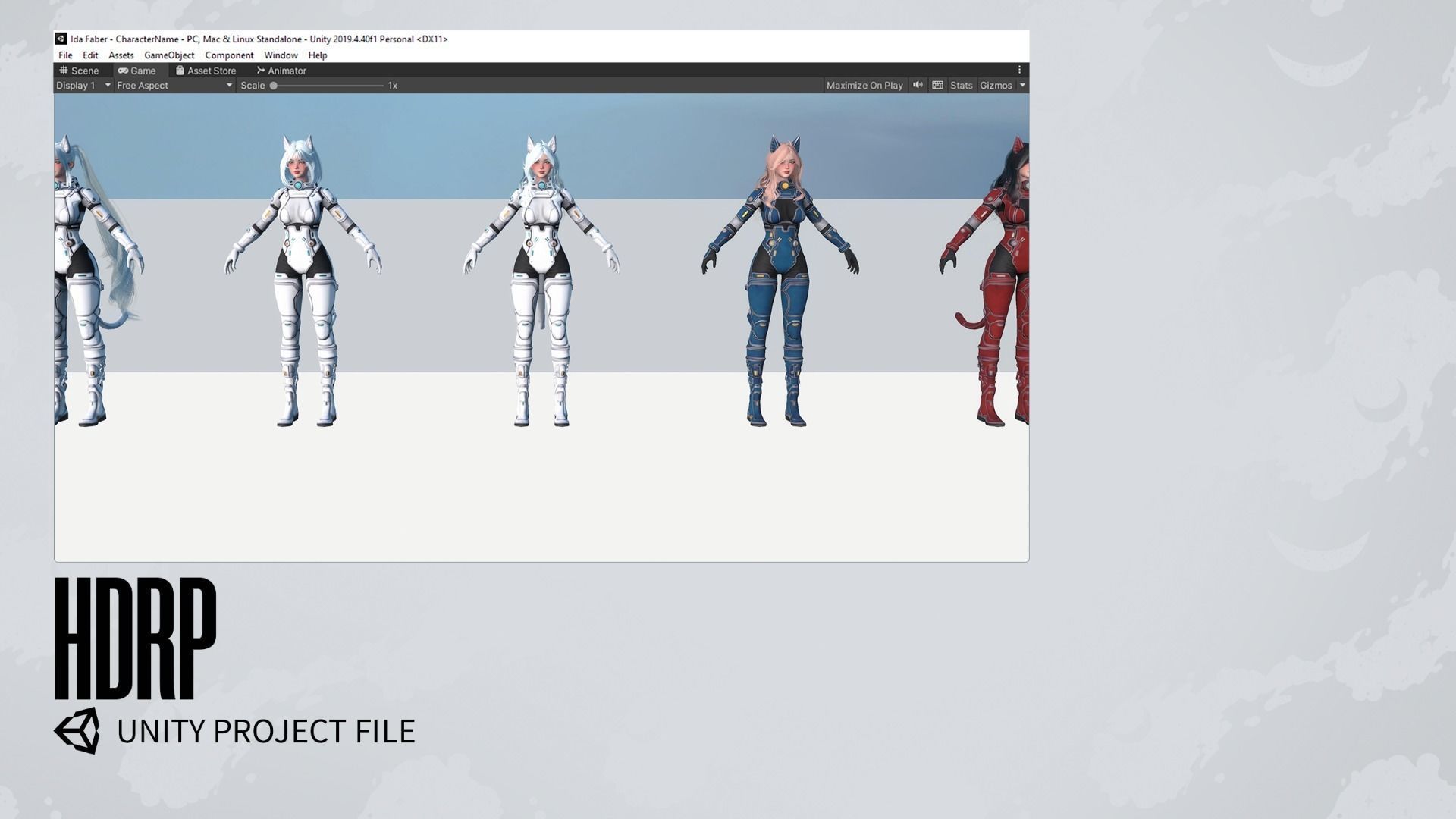 Stellar Girl Miyoko - Game Ready Low-poly 3D model_20