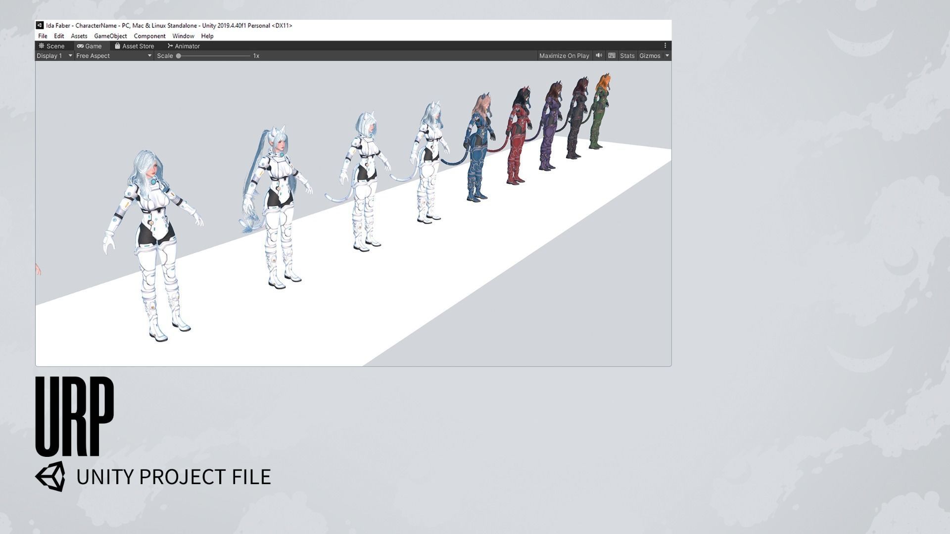 Stellar Girl Miyoko - Game Ready Low-poly 3D model_22