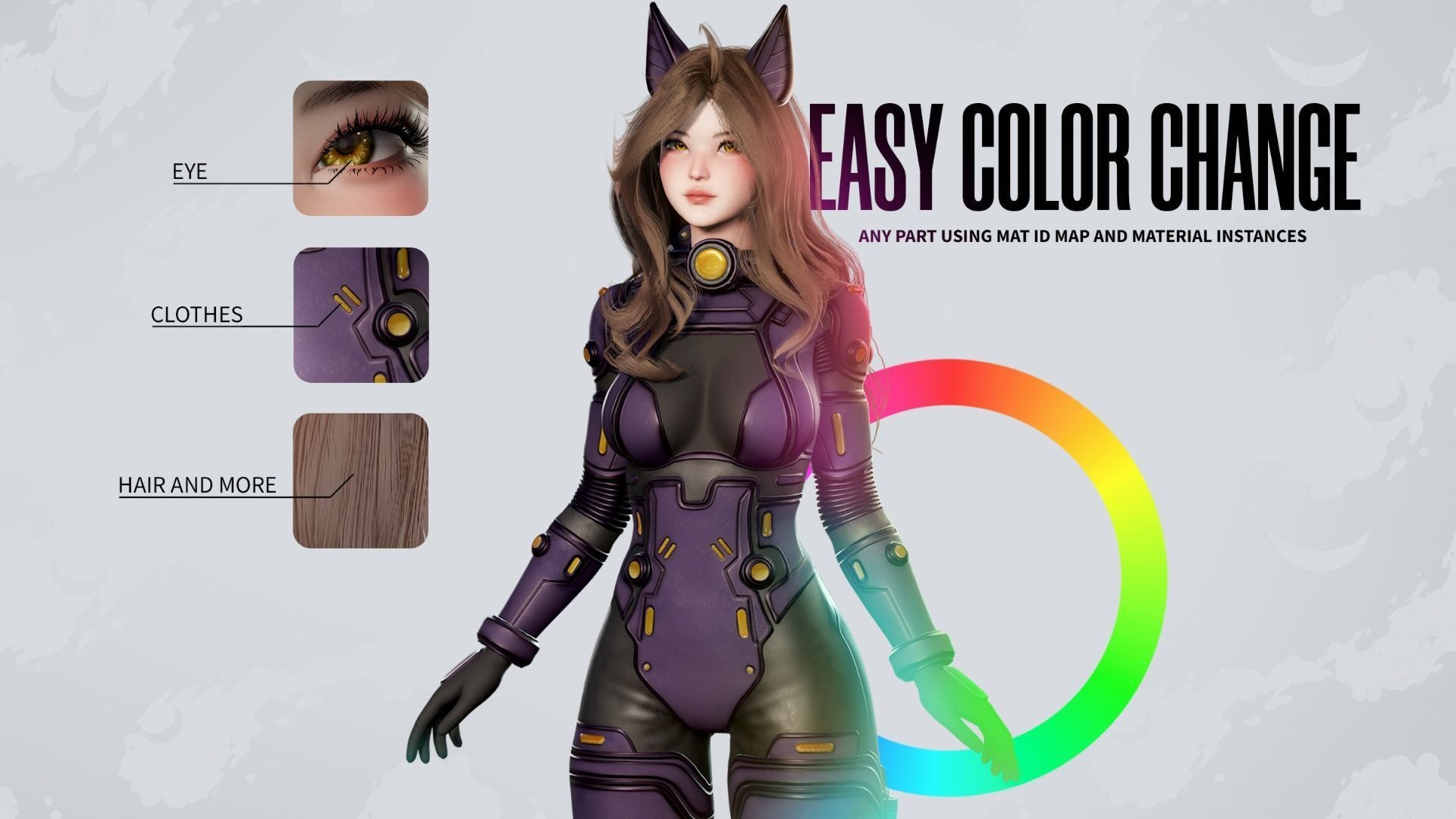 Stellar Girl Miyoko - Game Ready Low-poly 3D model_5