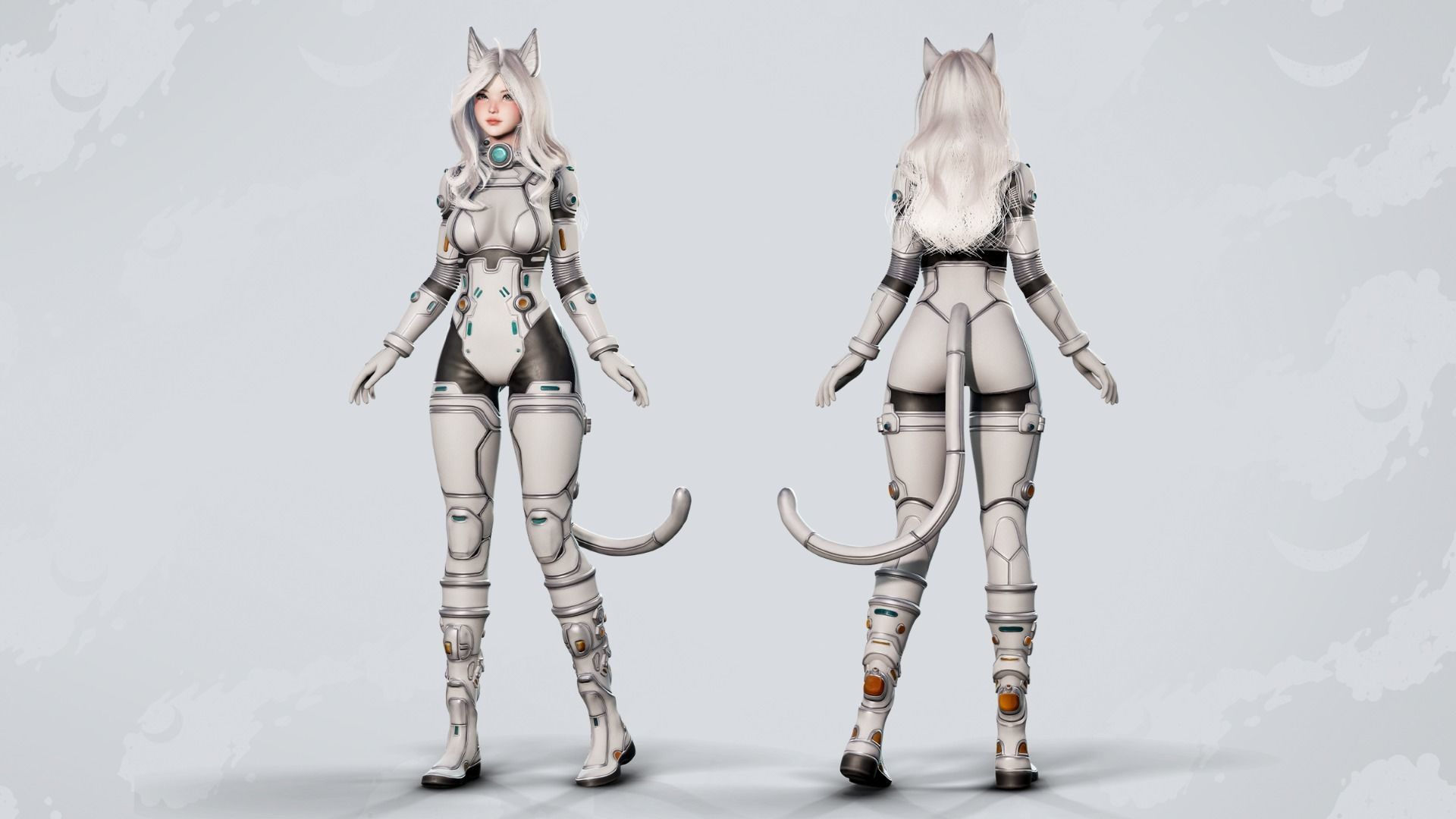 Stellar Girl Miyoko - Game Ready Low-poly 3D model_3