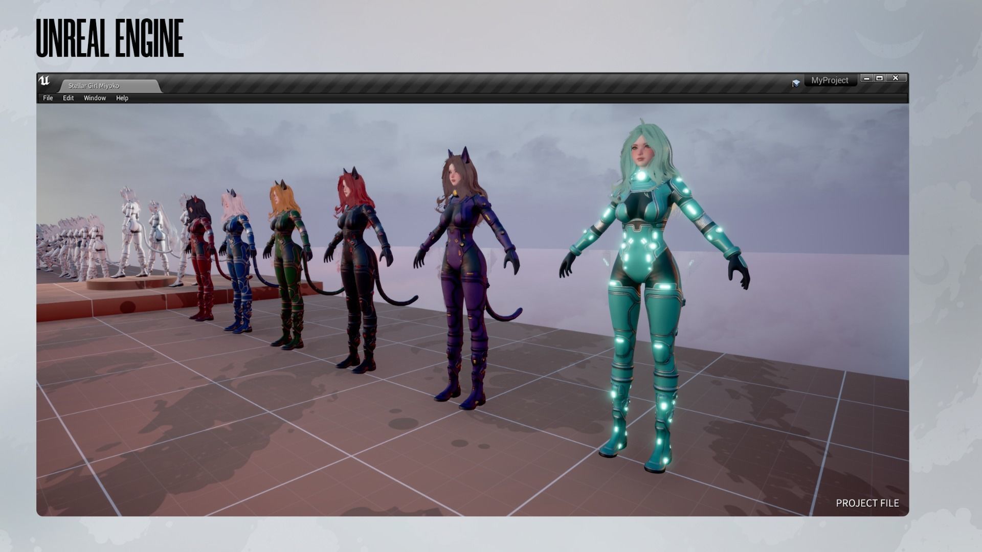 Stellar Girl Miyoko - Game Ready Low-poly 3D model_16