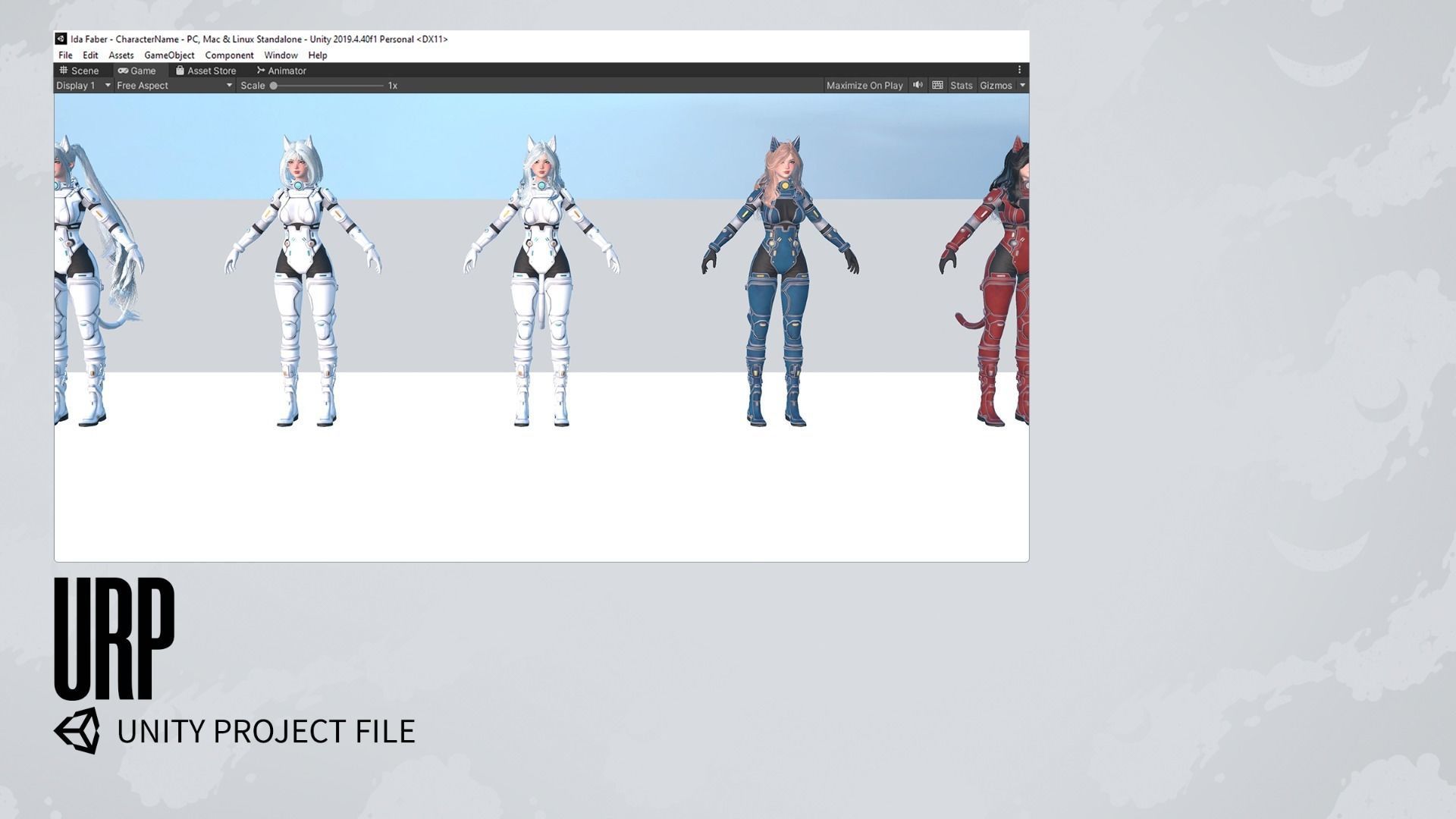 Stellar Girl Miyoko - Game Ready Low-poly 3D model_19