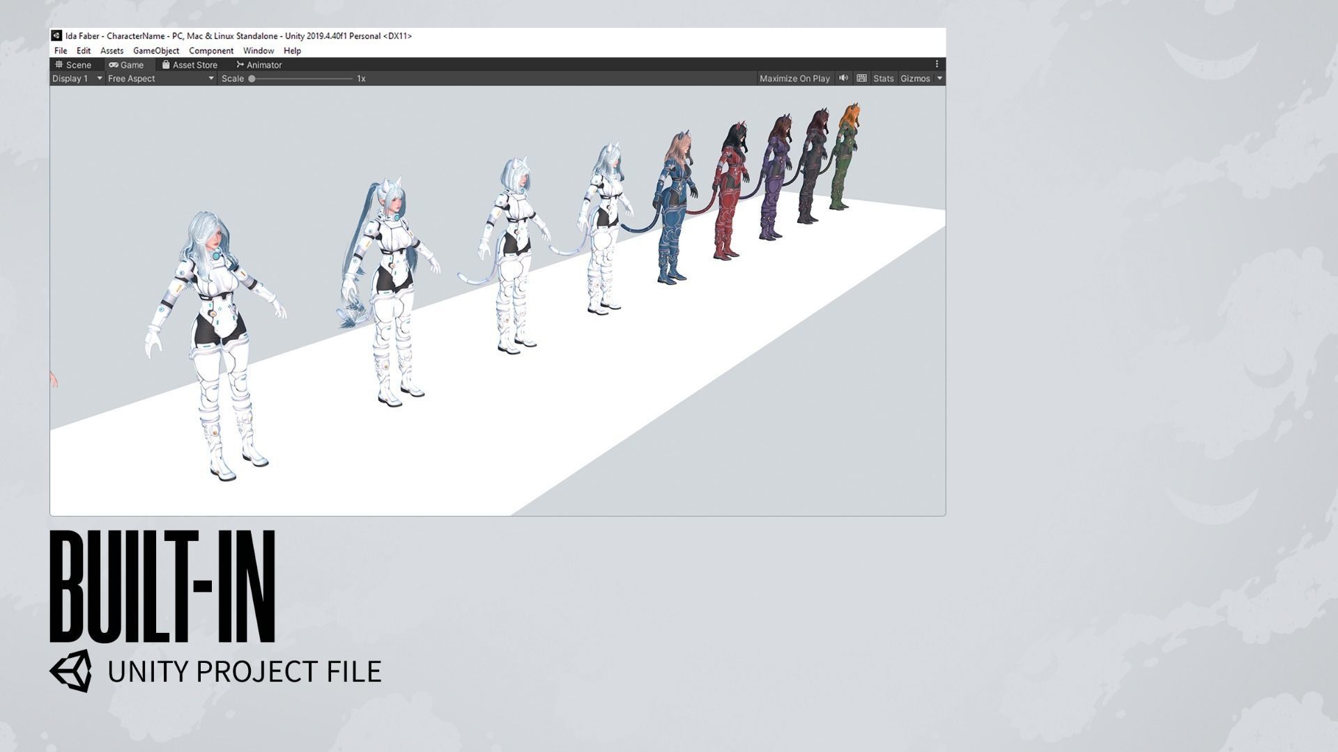Stellar Girl Miyoko - Game Ready Low-poly 3D model_21