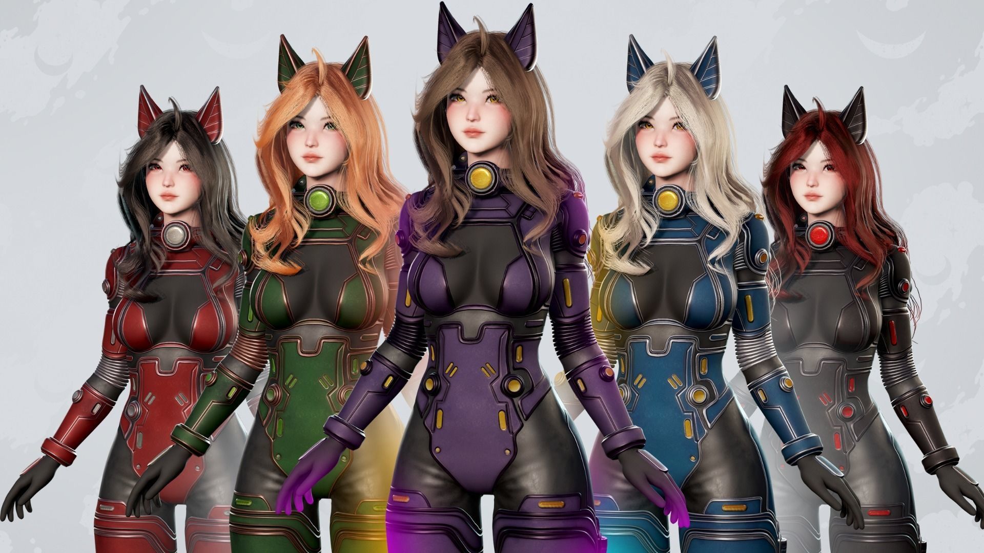 Stellar Girl Miyoko - Game Ready Low-poly 3D model_6