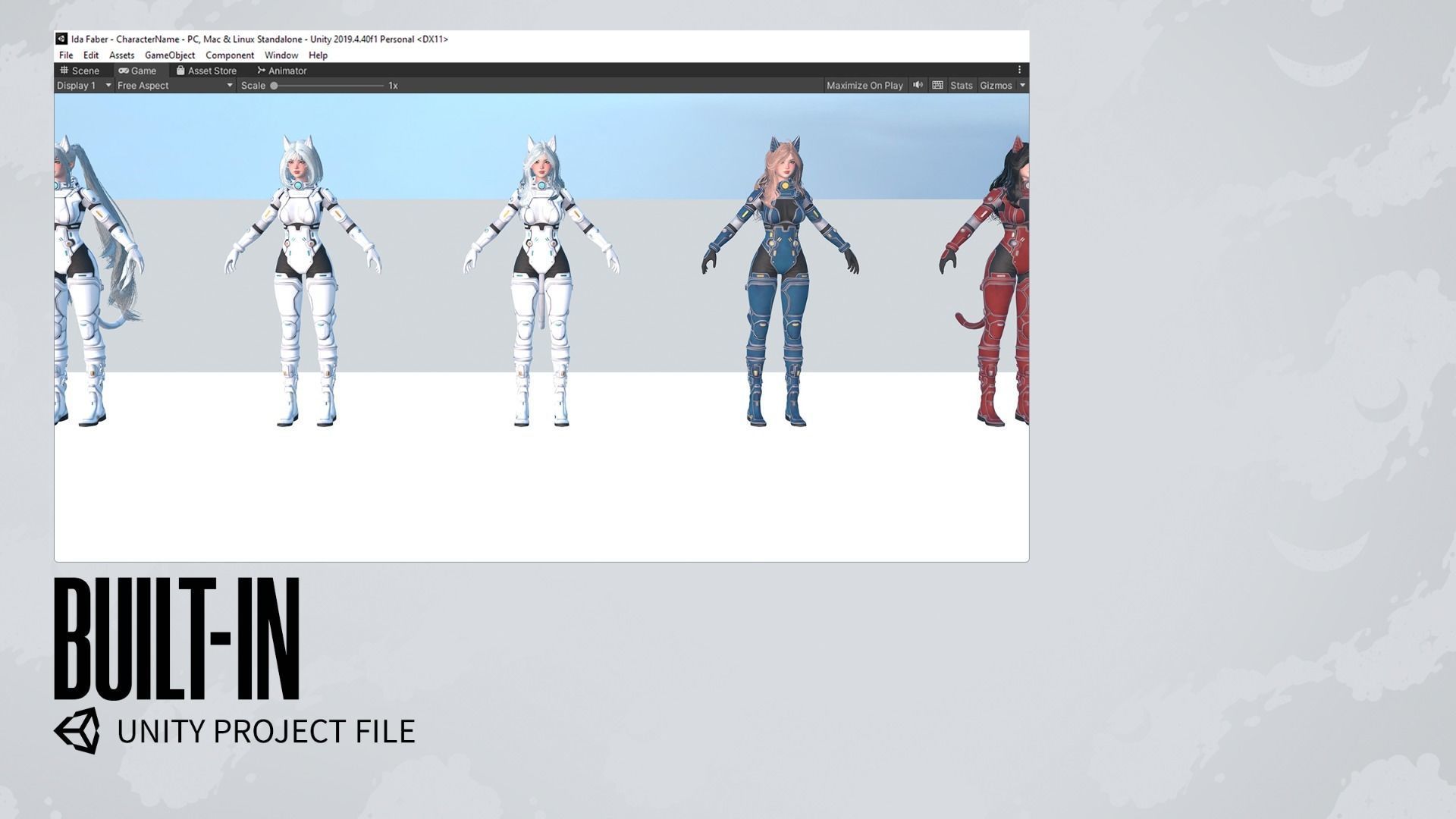 Stellar Girl Miyoko - Game Ready Low-poly 3D model_18
