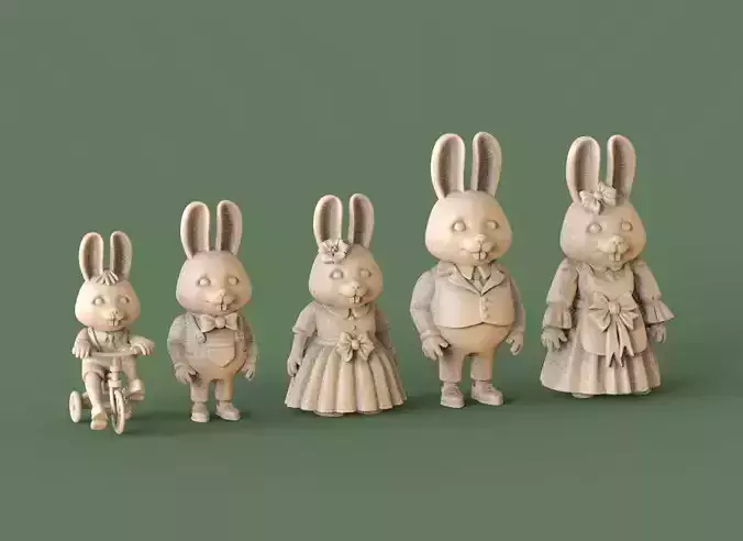 family rabbit 3D print model