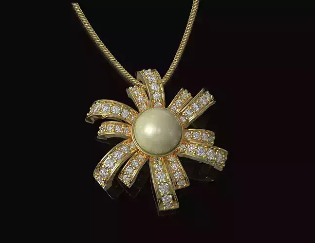 Pearl fan pendant 3D print model
