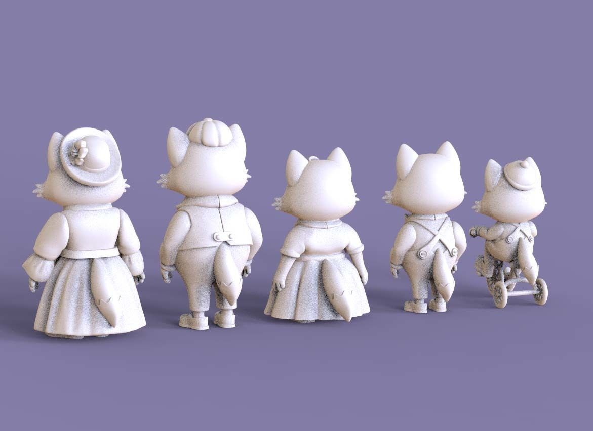 FAMILY FOX 3D print model_2