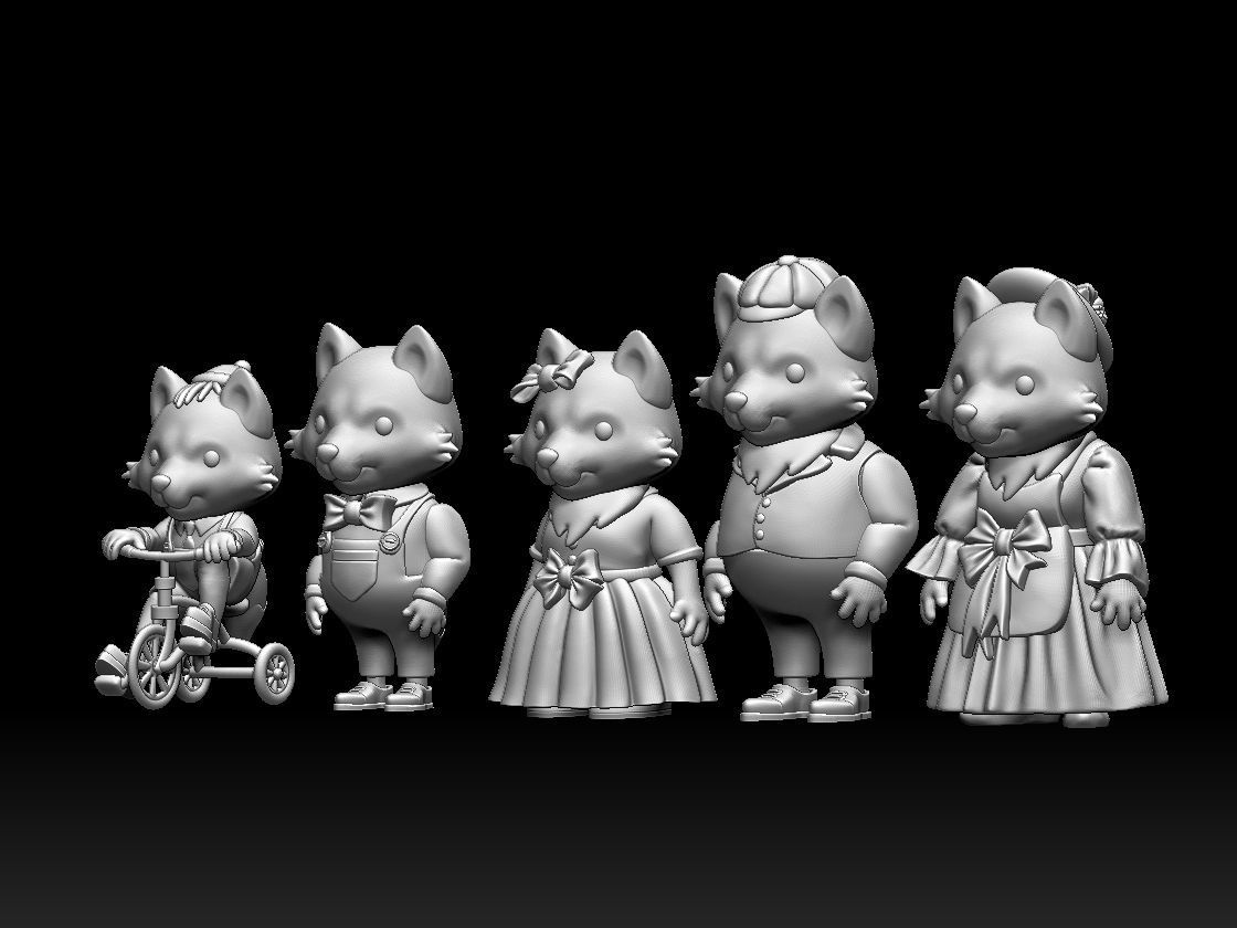 FAMILY FOX 3D print model_3
