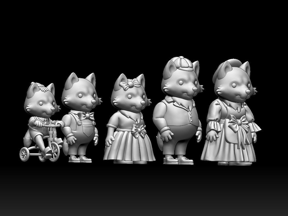 FAMILY FOX 3D print model_4