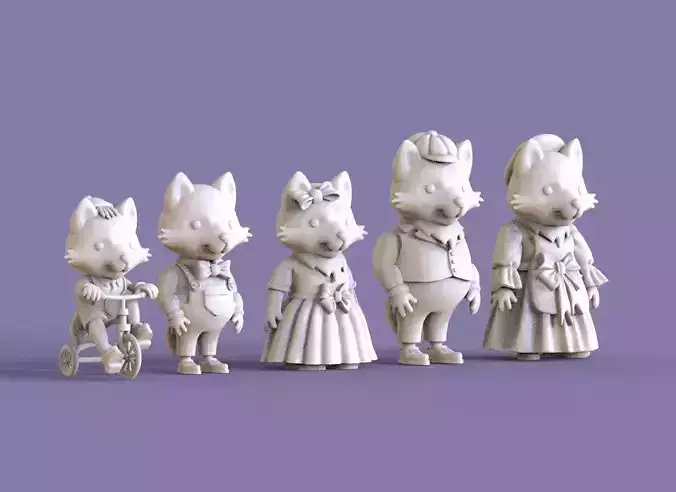 FAMILY FOX 3D print model
