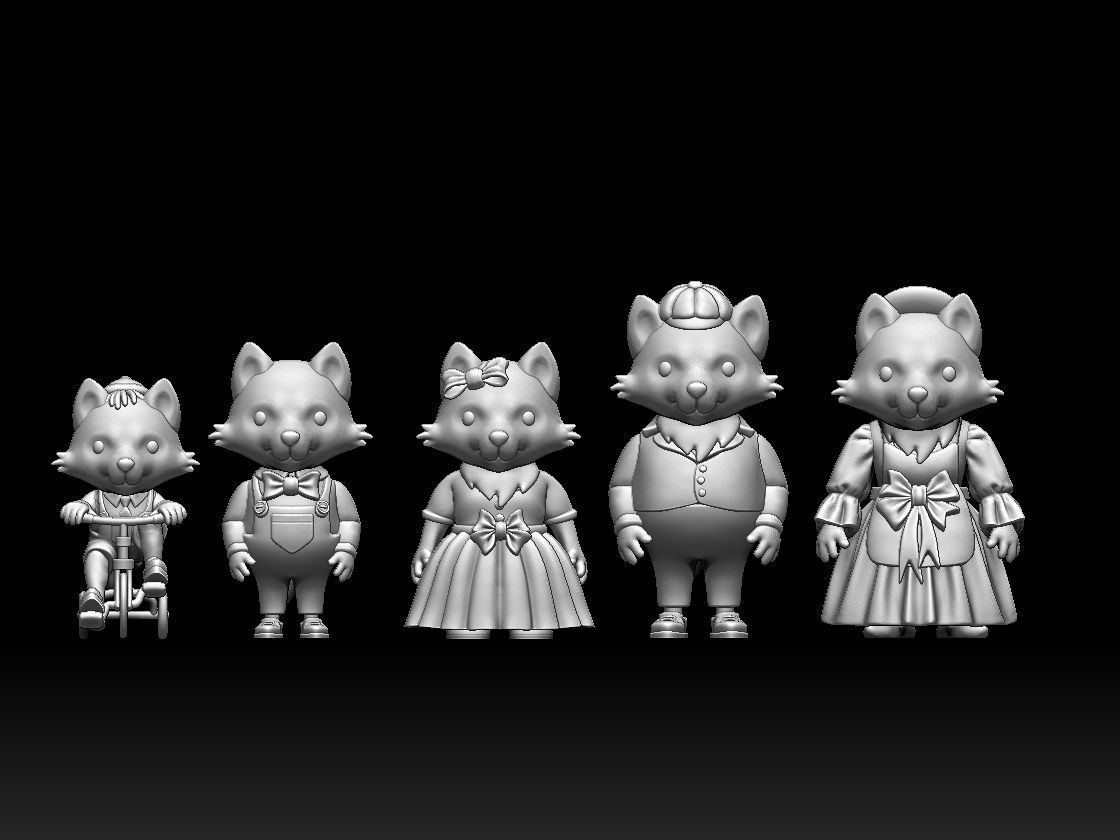 FAMILY FOX 3D print model_9