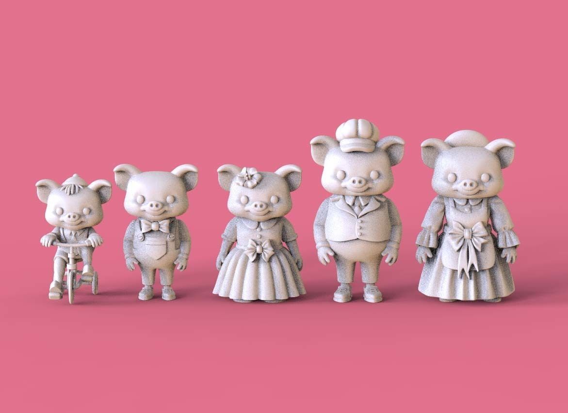 FAMILY PIG 3D print model_1