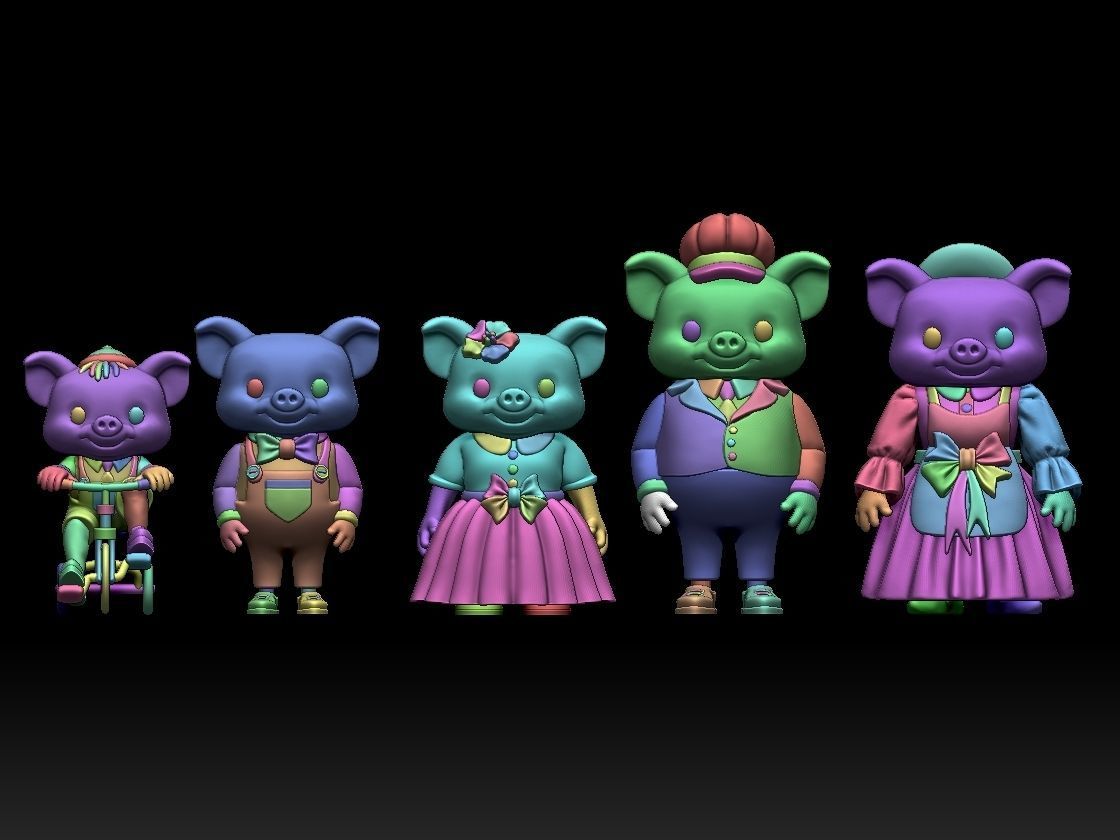 FAMILY PIG 3D print model_9