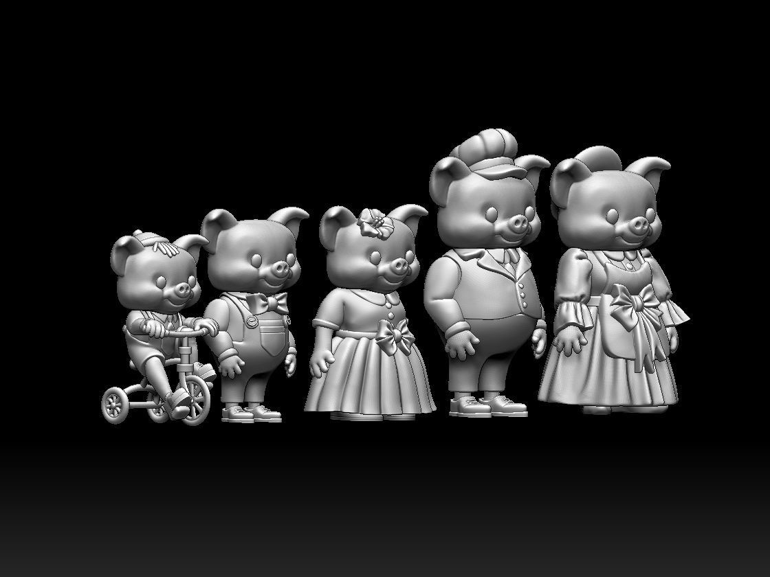 FAMILY PIG 3D print model_4